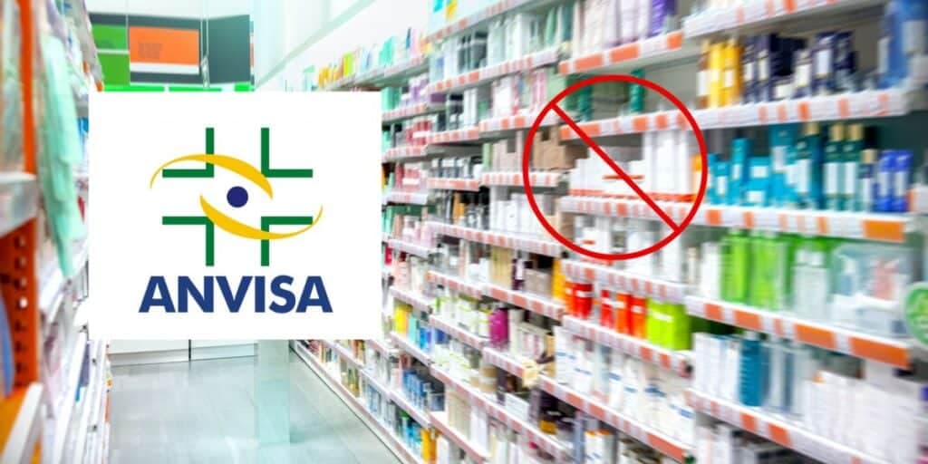 Logo da Anvisa e remédio proibido em farmácia - Foto Reprodução Internet Logo da Anvisa e remédio proibido em farmácia - Foto Reprodução Internet