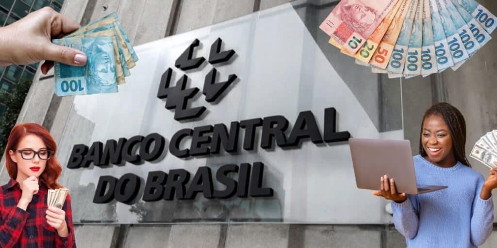 Logo do Banco Central e pessoas com dinheiro - Foto Reprodução Internet Logo do Banco Central e pessoas com dinheiro - Foto Reprodução Internet