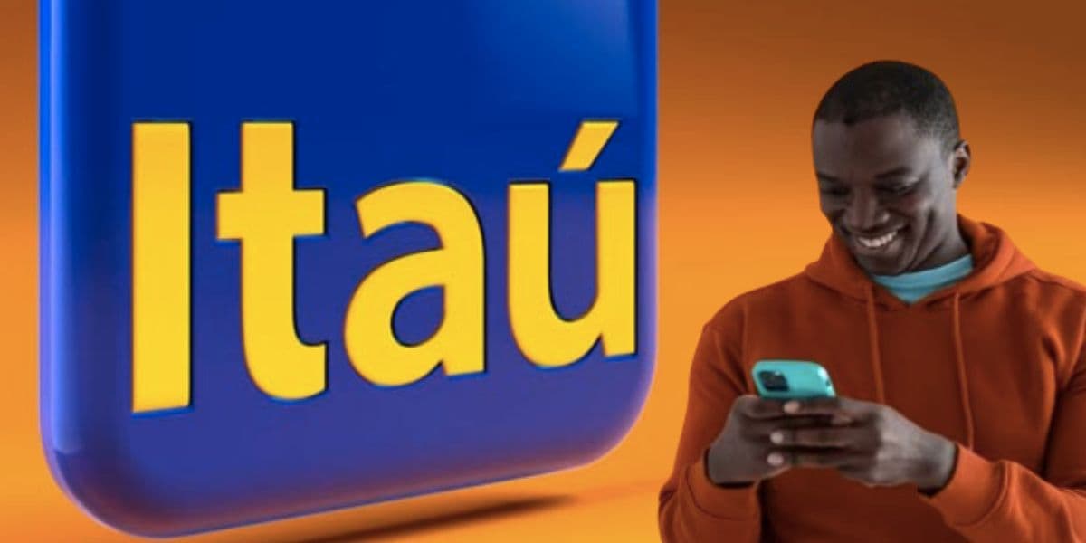 Logo do Itaú e homem sorrindo (Fotos: Reproduções / Internet / Freepik) Logo do Itaú e homem sorrindo (Fotos: Reproduções / Internet / Freepik)