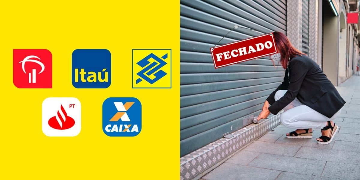 Logo dos Bancos e loja fechada - Foto Reprodução Internet Logo dos Bancos e loja fechada - Foto Reprodução Internet