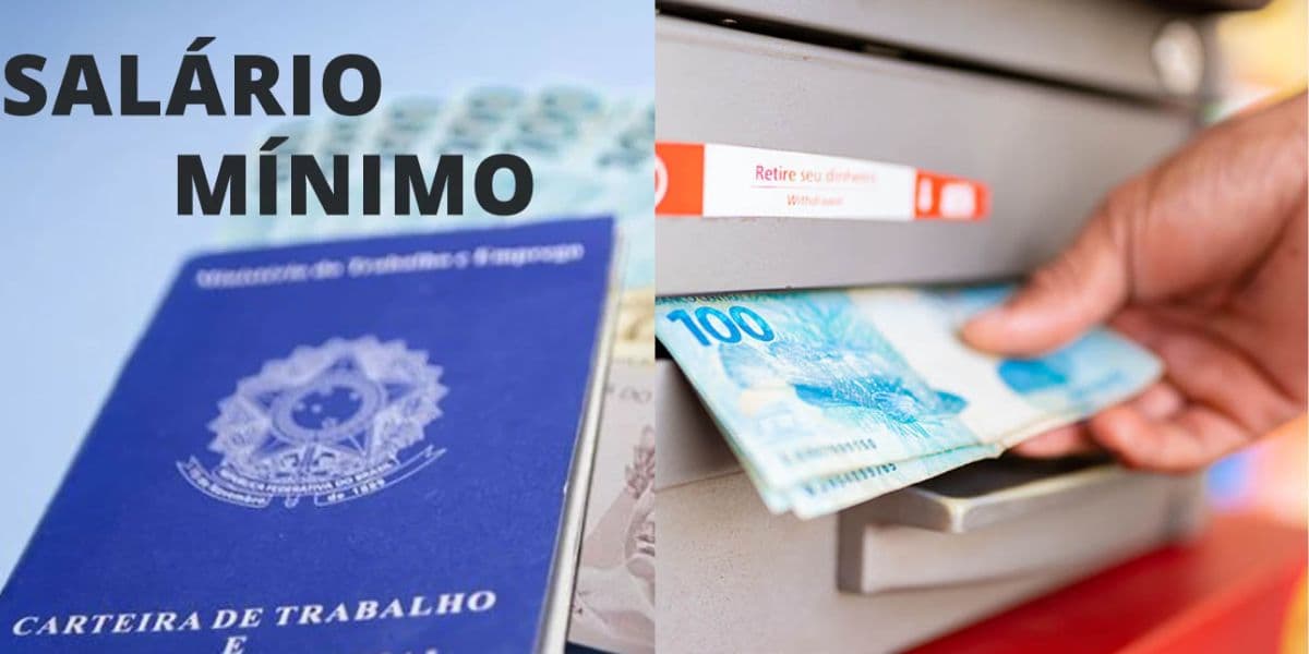 Salário mínimo / Pessoa sacando dinheiro - Montagem TVFOCO Salário mínimo / Pessoa sacando dinheiro - Montagem TVFOCO