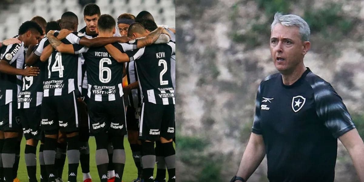 Time do Botafogo em campo / Tiago Nunes - Montagem TVFOCO Time do Botafogo em campo / Tiago Nunes - Montagem TVFOCO