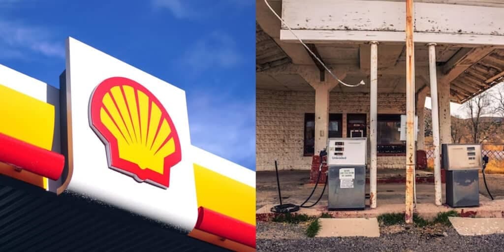 Desativado e tudo lacrado: O fechamento de posto rival da Shell, abandono e situação de ruínas
