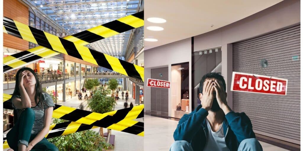 Shopping fechado e pessoas tristes - Foto Reprodução Internet Shopping fechado e pessoas tristes - Foto Reprodução Internet