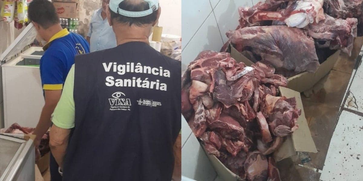 Vigilância Sanitária de Palmeira apreeende carne imprópria para consumo (Foto: Reprodução/ Prefeitura de Palmeira) Vigilância Sanitária de Palmeira apreeende carne imprópria para consumo (Foto: Reprodução/ Prefeitura de Palmeira)