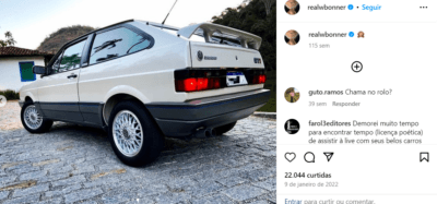 Foto do carro de William Bonner - Reprodução Instagram Foto do carro de William Bonner - Reprodução Instagram