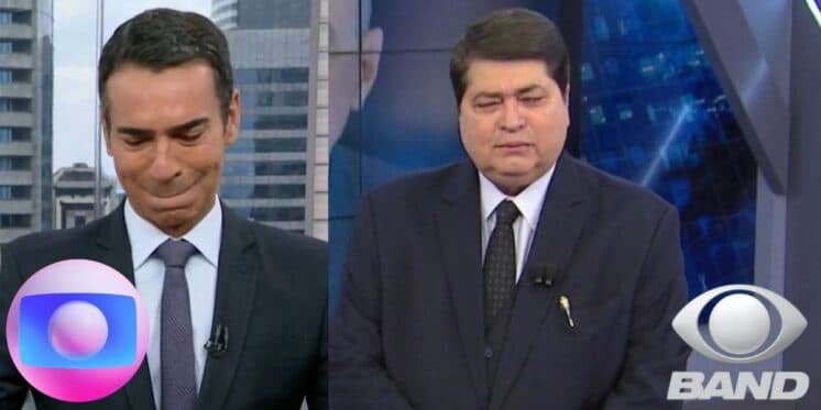 O choro de Datena e César Tralli na Band e na Globo ao perderem o chão com situação ao vivo em jornais