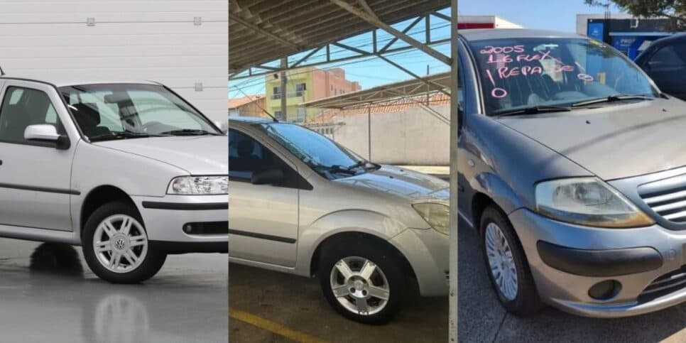 Gol. Fiesta e Citroën C3 - Foto: Montagem Gol. Fiesta e Citroën C3 - Foto: Montagem