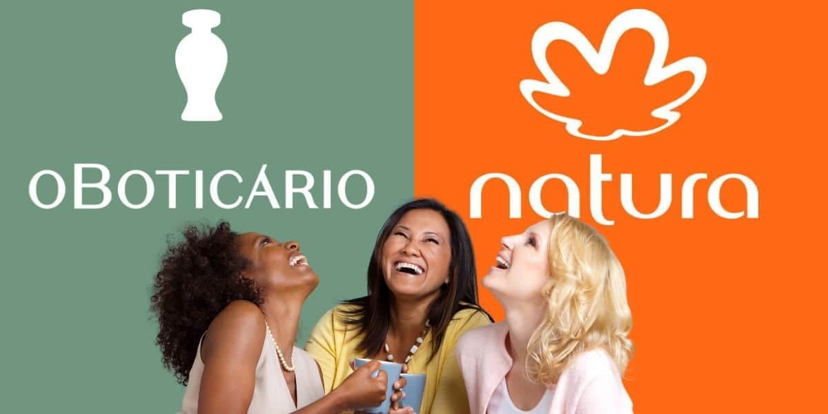 Mulheres apaixonantes e logo do Boticário e da Natura- Montagem TVFOCO Mulheres apaixonantes e logo do Boticário e da Natura- Montagem TVFOCO