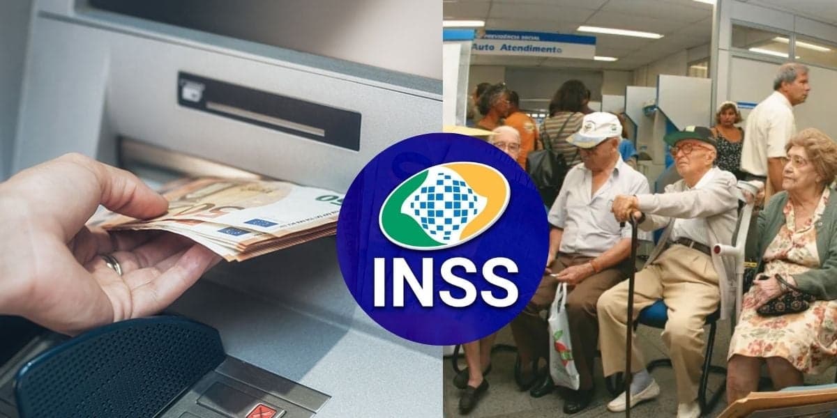 Pessoa sacando dinheiro / Idosos no INSS - Montagem TVFOCO Pessoa sacando dinheiro / Idosos no INSS - Montagem TVFOCO