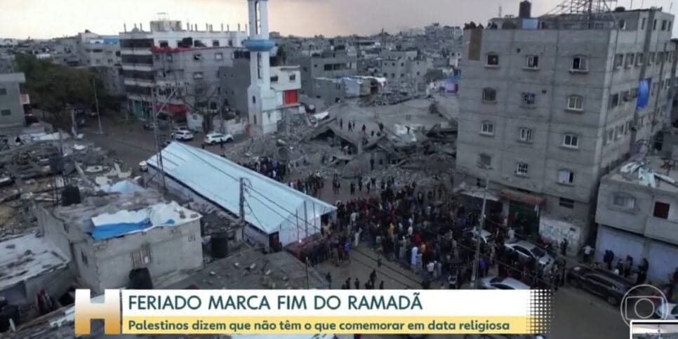 Palestinos em cidade (Foto: Reprodução / Globo) Palestinos em cidade (Foto: Reprodução / Globo)