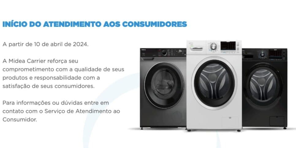 Comunicado sobre o recolhimento (Reprodução/Midea) Comunicado sobre o recolhimento (Reprodução/Midea)