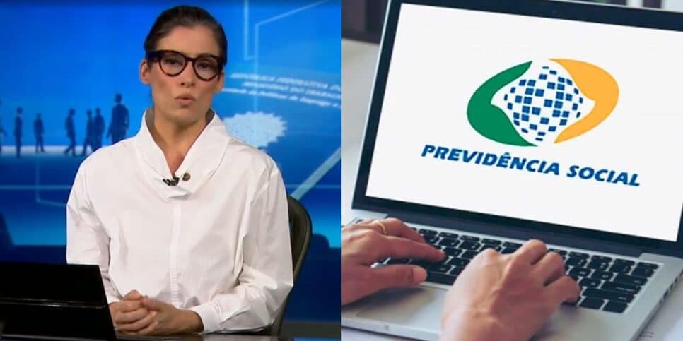 Renata Vasconcellos no Jornal Nacional e pessoa utilizando portal do INSS (Fotos: Reproduções / Globo / Internet) Renata Vasconcellos no Jornal Nacional e pessoa utilizando portal do INSS (Fotos: Reproduções / Globo / Internet)