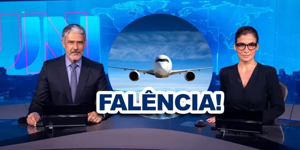 Pedido de falência e decreto oficial: 2 anúncios de Renata e Bonner no JN ao confirmar FIM de cia aérea