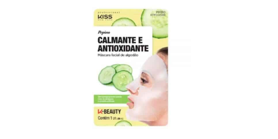 Máscara Facial de Algodão Kiss NY Pepino para pele (Foto: Reprodução / Site oficial farmácia) Máscara Facial de Algodão Kiss NY Pepino para pele (Foto: Reprodução / Site oficial farmácia)