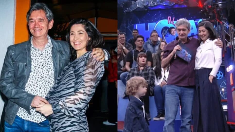 O apresentador e sua esposa, quando estava grávida, e no programa de sábado na TV (Foto: Reprodução/ Manuela Scarpa e Marcos Ribas/ Photo Rio News/ Globo/ Montagem TV Foco) O apresentador e sua esposa, quando estava grávida, e no programa de sábado na TV (Foto: Reprodução/ Manuela Scarpa e Marcos Ribas/ Photo Rio News/ Globo/ Montagem TV Foco)