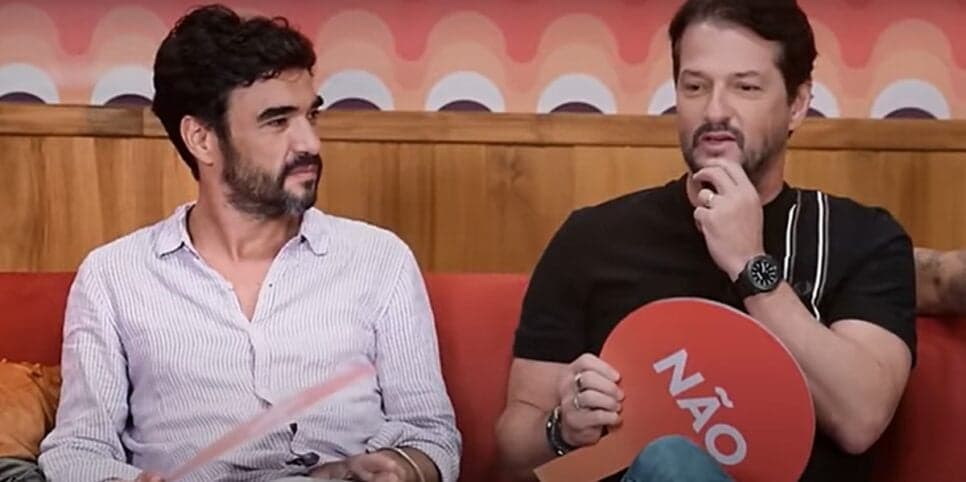 Caio Blat e Marcelo Serrado no podcast de Gio Ewbank e Gagliasso (Foto: Reprodução/ Surubaum/ YouTube) Caio Blat e Marcelo Serrado no podcast de Gio Ewbank e Gagliasso (Foto: Reprodução/ Surubaum/ YouTube)