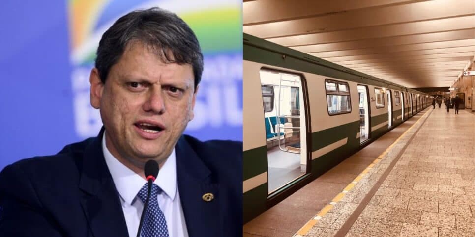 Tarcísio de Freitas e linha de metrô - Foto Reprodução Internet Tarcísio de Freitas e linha de metrô - Foto Reprodução Internet