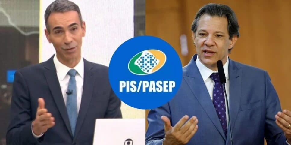 César Tralli no Jornal Hoje, PIS/Pasep e Fernando Haddad (Fotos: Reproduções / Globo / Internet/ driano Machad) César Tralli no Jornal Hoje, PIS/Pasep e Fernando Haddad (Fotos: Reproduções / Globo / Internet/ driano Machad)