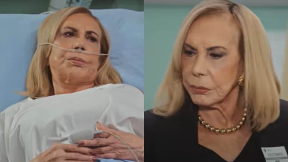 Catarina no leito e Frida ouve pedido de perdão (Foto: Reprodução/ TV Globo/ Montagem TV Foco) Catarina no leito e Frida ouve pedido de perdão (Foto: Reprodução/ TV Globo/ Montagem TV Foco)
