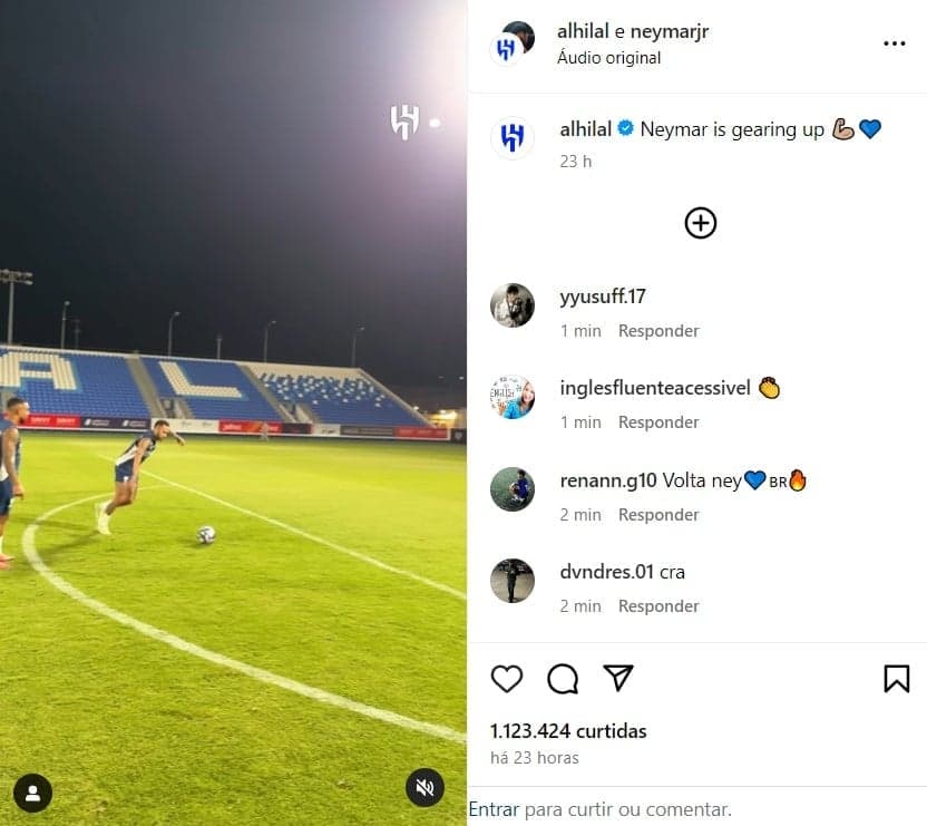 O famoso jogador de futebol da Seleção Brasileira voltou aos campos (Foto: Reprodução/Instagram) O famoso jogador de futebol da Seleção Brasileira voltou aos campos (Foto: Reprodução/Instagram)