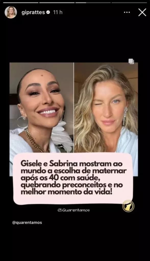 Story de Giselle Prattes - Reprodução/Instagram Story de Giselle Prattes - Reprodução/Instagram