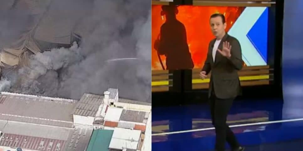 Zucatelli paralisa Hoje em Dia às pressas com incêndio em shopping popular de SP e 65 bombeiros convocados