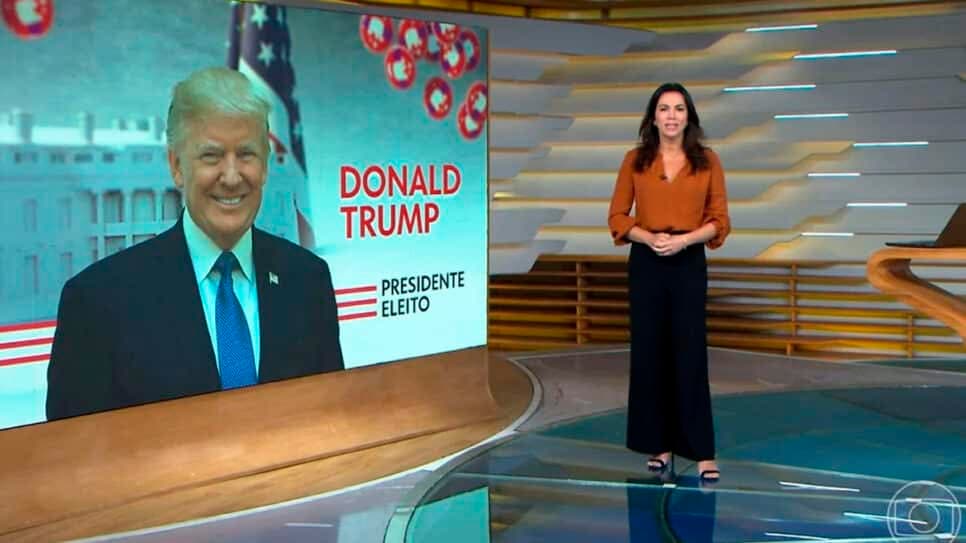 Ana Paula Araújo durante o plantão da Globo que anunciou a vitória de Trump nesta quarta (Foto: Globo) Ana Paula Araújo durante o plantão da Globo que anunciou a vitória de Trump nesta quarta (Foto: Globo)