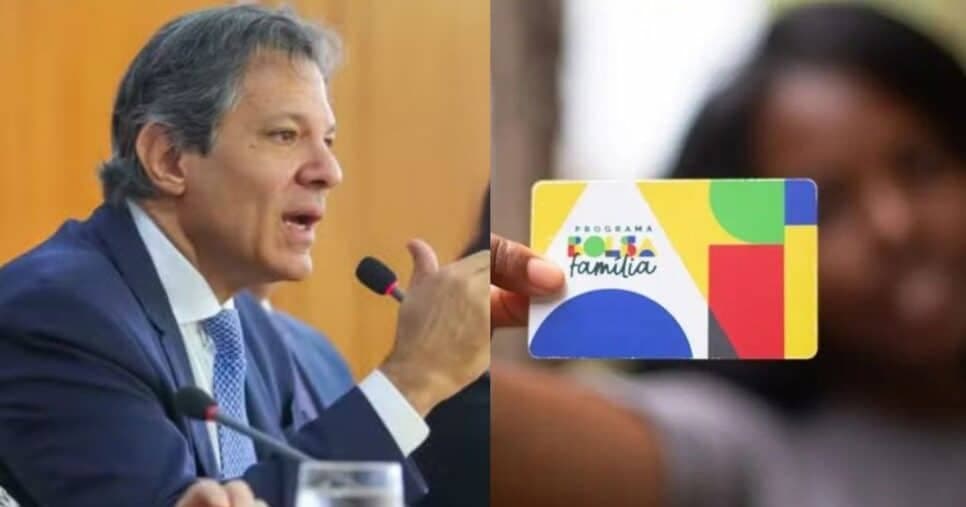 Fernando Haddad e mulher segurando cartão do Bolsa Família (Fotos: Ministério da Fazenda / Lyon Santos / MDS) Fernando Haddad e mulher segurando cartão do Bolsa Família (Fotos: Ministério da Fazenda / Lyon Santos / MDS)
