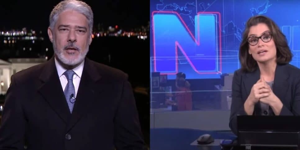 Direto dos EUA, William Bonner surpreende Renata Vasconcellos e faz jornalista levar mão ao peito ao vivo