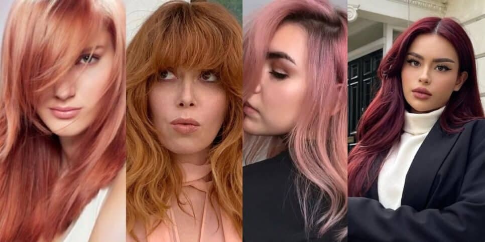 Ruivos rosé, acobreado, pêssego e vermelho cereja (Foto Reprodução/Montagem/Lennita/Tv Foco/Pinterest) Ruivos rosé, acobreado, pêssego e vermelho cereja (Foto Reprodução/Montagem/Lennita/Tv Foco/Pinterest)