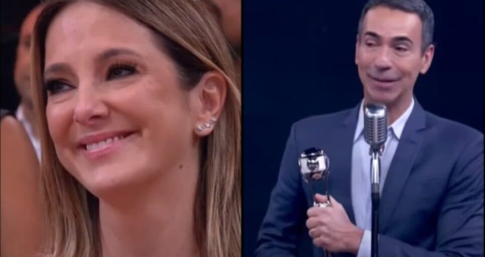 Jornalista premiado se dirige em discurso à esposa e filhas (Fotos: Reprodução/ Globo/ Montagem) Jornalista premiado se dirige em discurso à esposa e filhas (Fotos: Reprodução/ Globo/ Montagem)
