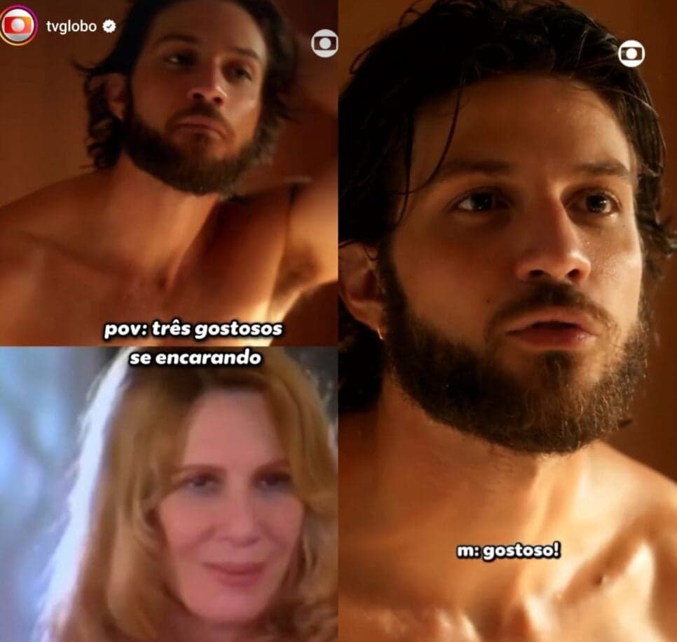 Perfil oficial da emissora brinca com cena atual de Mavi em comparação a fala de Nazaré Tedesco (Foto: Reprodução/ TV Globo/ Instagram/ Montagem TV Foco) Perfil oficial da emissora brinca com cena atual de Mavi em comparação a fala de Nazaré Tedesco (Foto: Reprodução/ TV Globo/ Instagram/ Montagem TV Foco)
