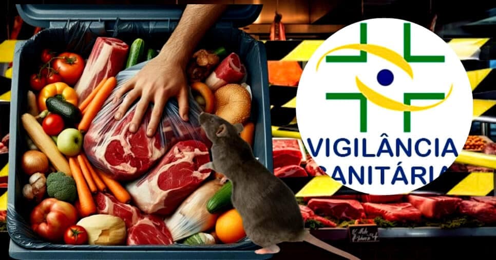 Fezes de rato e 500kg de carne no lixo: Vigilância Sanitária interdita açougue em supermercado popular