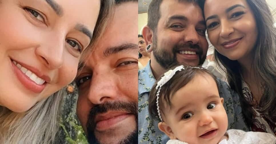 Sander Mecca ao lado de sua mulher e filha (Foto: Reprodução/Montagem TV Foco) Sander Mecca ao lado de sua mulher e filha (Foto: Reprodução/Montagem TV Foco)