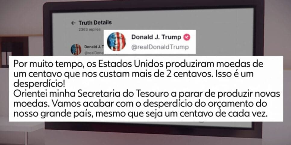 Publicação de Donald Trump (Foto: Reprodução / Globo) Publicação de Donald Trump (Foto: Reprodução / Globo)