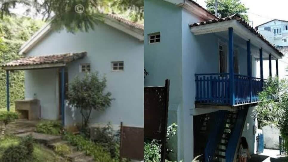 Casa humilde, bem simples, azul e de madeira onde viveu o cantor (Foto: Reprodução/ Internet/ Montagem) Casa humilde, bem simples, azul e de madeira onde viveu o cantor (Foto: Reprodução/ Internet/ Montagem)