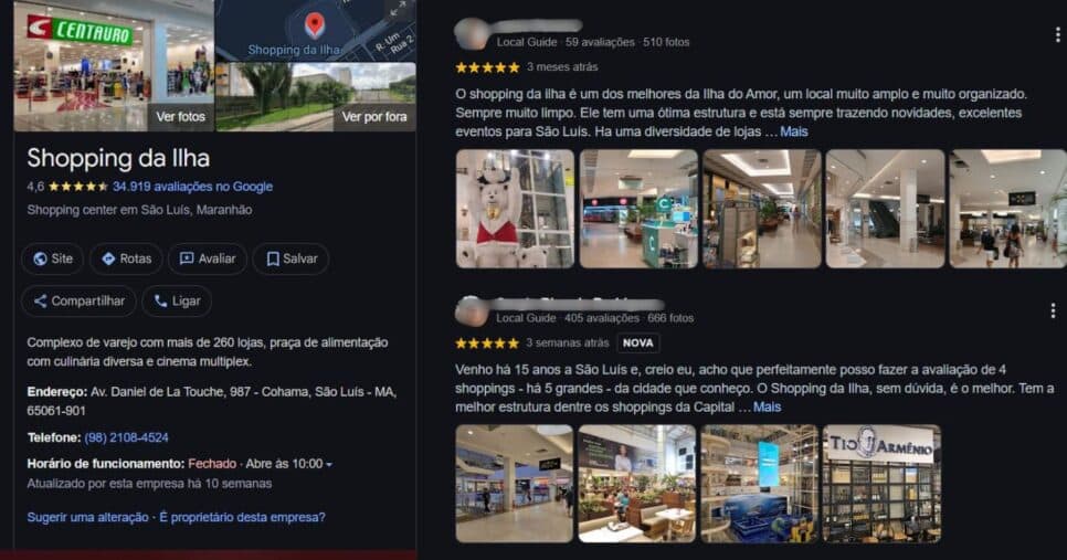 Avaliações do Shopping da Ilha (Foto Reprodução/Montagem/Lennita/Canva/Tv Foco) Avaliações do Shopping da Ilha (Foto Reprodução/Montagem/Lennita/Canva/Tv Foco)