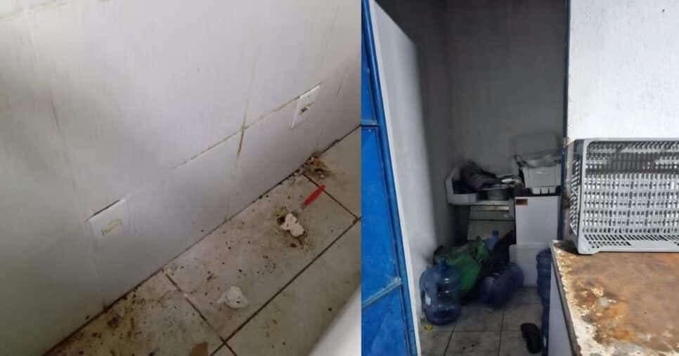 Materiais enferrujados, sujeira e presença de baratas no ambiente (Foto Reprodução/VISA) Materiais enferrujados, sujeira e presença de baratas no ambiente (Foto Reprodução/VISA)
