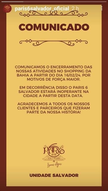 Comunicado deixado pela unidade aos clientes (Foto Reprodução/Instagram) Comunicado deixado pela unidade aos clientes (Foto Reprodução/Instagram)