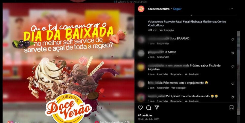 Doce Verão recebe enxurrada de comentários ironizando e denunciando o picolé com baratas (Foto Reprodução/Instagram) Doce Verão recebe enxurrada de comentários ironizando e denunciando o picolé com baratas (Foto Reprodução/Instagram)