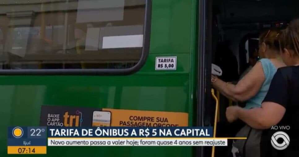 Agora, em Porto Alegre, a tarifa de ônibus está no valor de R$ 5 (Foto: Reprodução/ Internet) Agora, em Porto Alegre, a tarifa de ônibus está no valor de R$ 5 (Foto: Reprodução/ Internet)