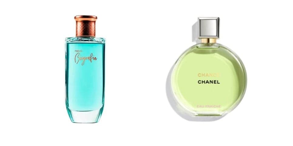 Perfume Biografia e Chanel Chance (Fotos: Reproduções / Natura / Sephora) Perfume Biografia e Chanel Chance (Fotos: Reproduções / Natura / Sephora)