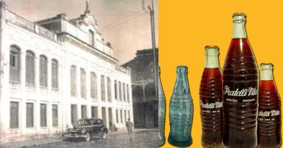 Fábrica Fratelli Vita fabricava artigos de vidro e posteriormente o refrigerante da marca (Foto Reprodução/Montagem/TV Foco/Canva/Pinterest) Fábrica Fratelli Vita fabricava artigos de vidro e posteriormente o refrigerante da marca (Foto Reprodução/Montagem/TV Foco/Canva/Pinterest)