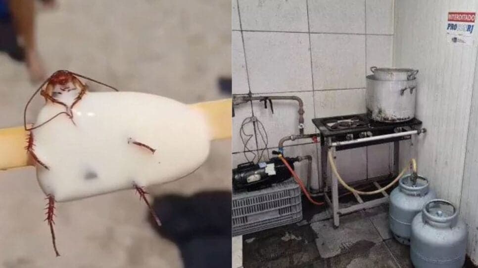 Picolé com barata/Situação das acomodações da fábrica (Foto Reprodução/SBT News) Picolé com barata/Situação das acomodações da fábrica (Foto Reprodução/SBT News)