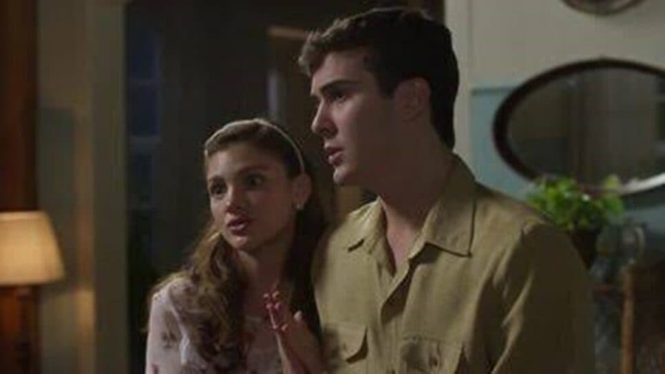 Gravidez de Celeste gera assunto de casamento com Edu (Foto: Reprodução/ TV Globo) Gravidez de Celeste gera assunto de casamento com Edu (Foto: Reprodução/ TV Globo)