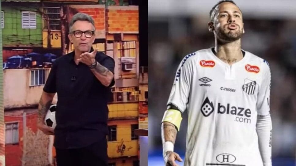 Neto se vinga de Neymar e detona craque após peitada (Foto: Reprodução/ YouTube, Band/ Raul Baretta/ SFC/ Montagem TV Foco) Neto se vinga de Neymar e detona craque após peitada (Foto: Reprodução/ YouTube, Band/ Raul Baretta/ SFC/ Montagem TV Foco)