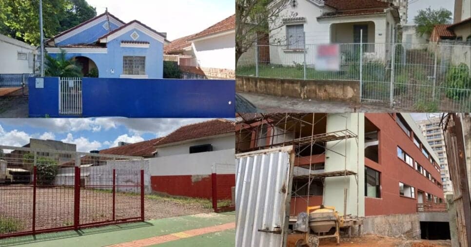 Demolição da casinha no estilo neocolonial e da casa de arquitetura eclética (Foto: Reprodução/ Internet) Demolição da casinha no estilo neocolonial e da casa de arquitetura eclética (Foto: Reprodução/ Internet)