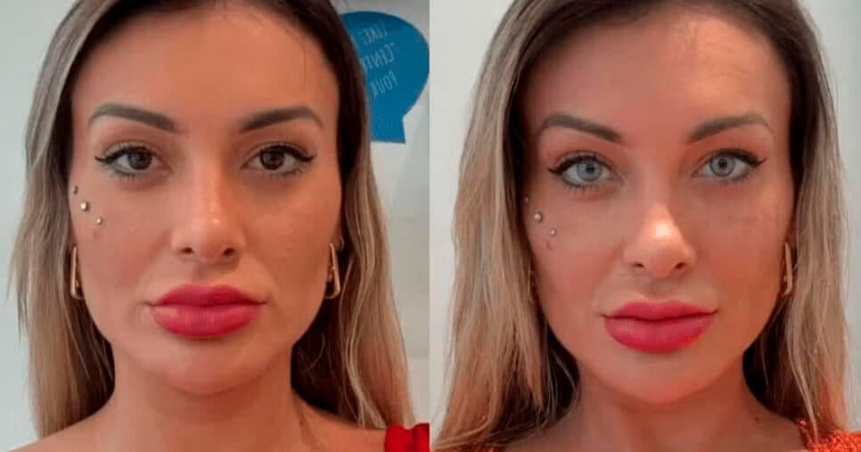 Andressa Urach muda cor dos olhos (Foto: Reprodução) Andressa Urach muda cor dos olhos (Foto: Reprodução)