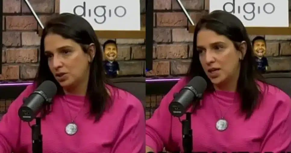 Ana Carolina Oliveira, no Ticaracaticast (Foto: Reprodução/Montagem TV Foco) Ana Carolina Oliveira, no Ticaracaticast (Foto: Reprodução/Montagem TV Foco)